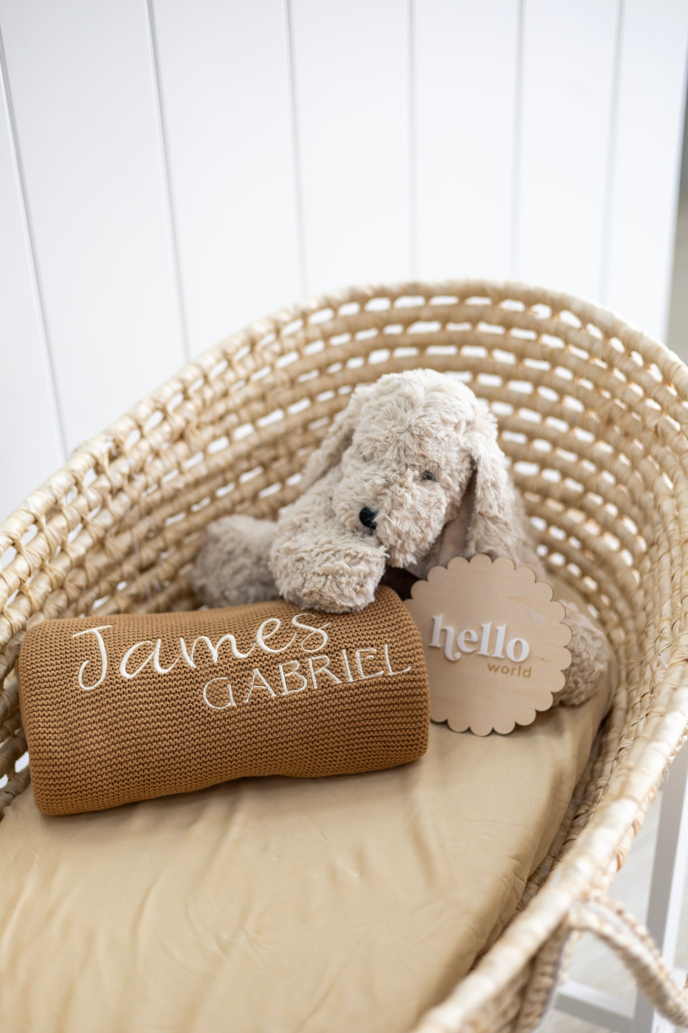 Personalised Knitted Blanket- Caramel