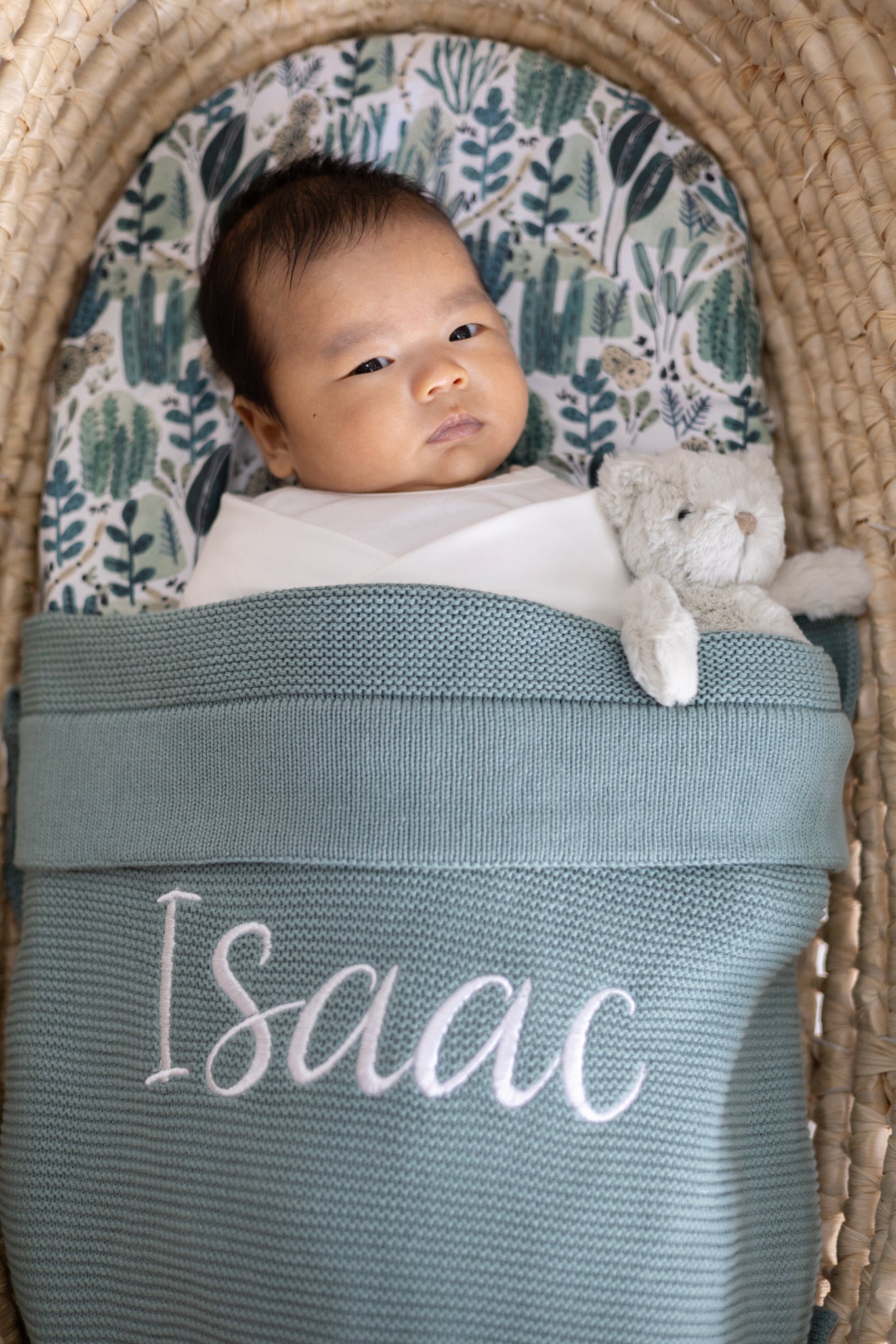 Personalised Knitted Blanket- Azure