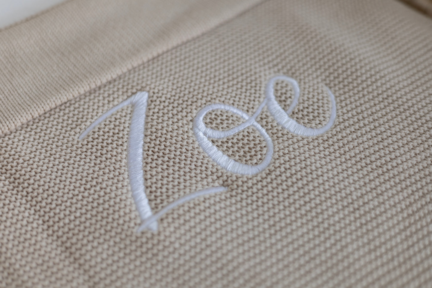 Personalised Knitted Blanket- Fawn
