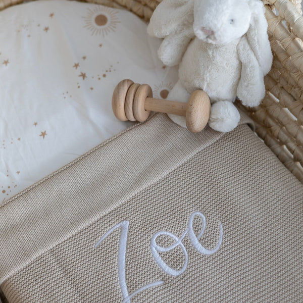 Personalised Knitted Blanket- Fawn