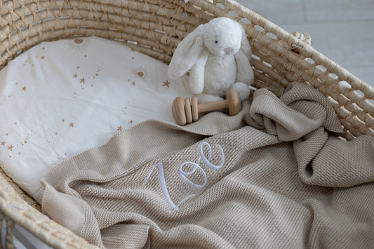 Personalised Knitted Blanket- Fawn
