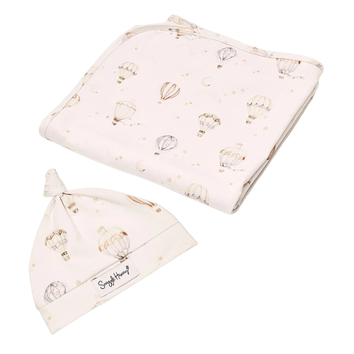 Snuggle Hunny - Up & Away Organic Jersey Wrap & Beanie Set