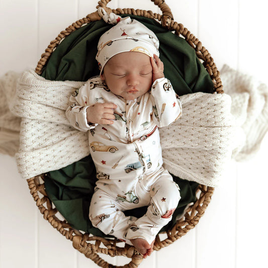 Snuggle Hunny - Vintage Cars Organic Snugglesuit Convertible Romper