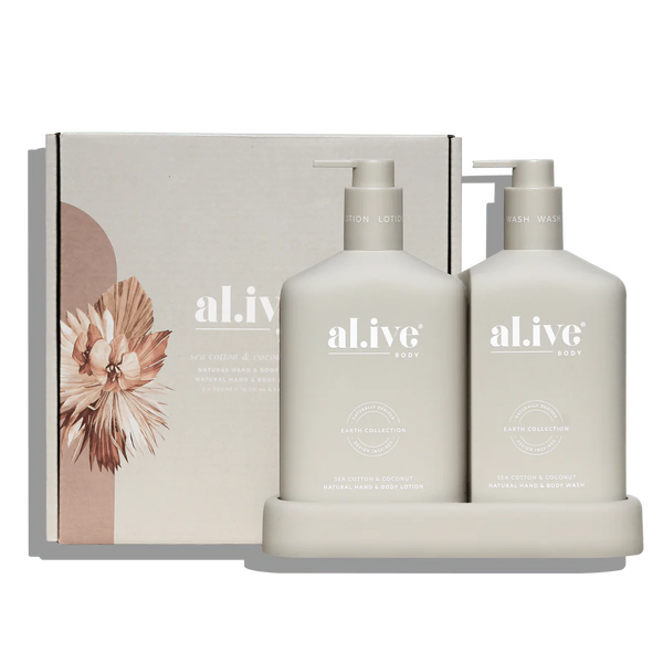 Alive Body - Wash & Lotion Duo on Tray- Sea Cotton & Coconut