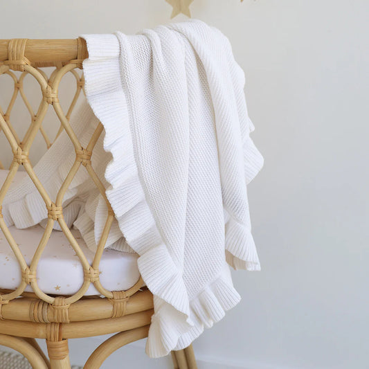 Snuggle Hunny Kids- White Frill Blanket
