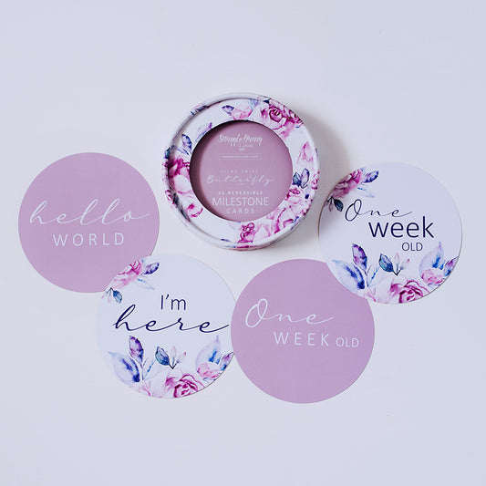 Snuggle Hunny Kids- Lilac Skies & Butterflies Milestone Cards