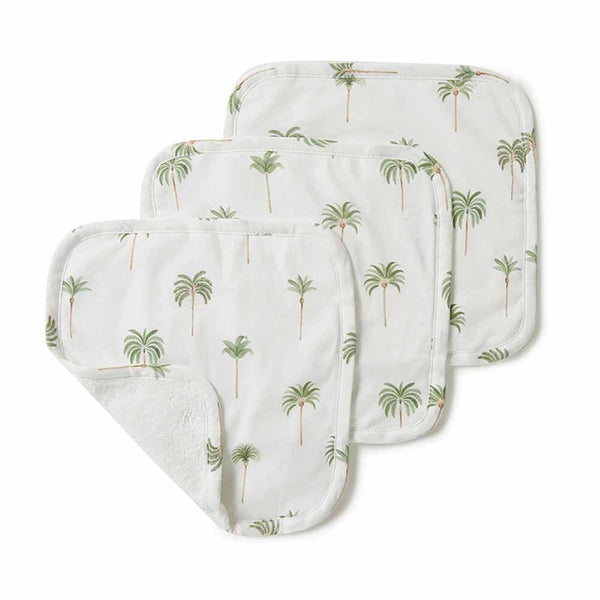 Snuggle Hunny - 3 Pack Wash Cloths- Green Palm