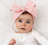 Snuggle Hunny Kids-Baby Pink Linen Bow Pre-Tied Headband Wrap