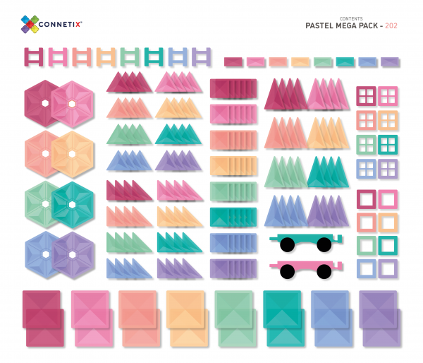 Connetix Tiles-202 Piece Pastel Mega Pack