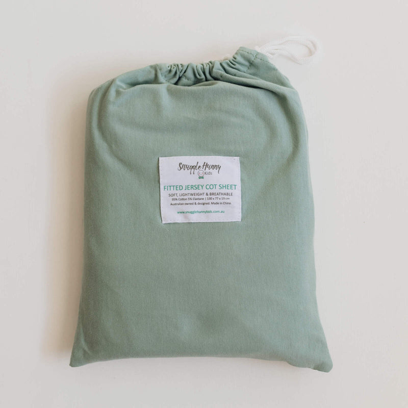 Snuggle Hunny Kids- Sage Fitted Cot Sheet
