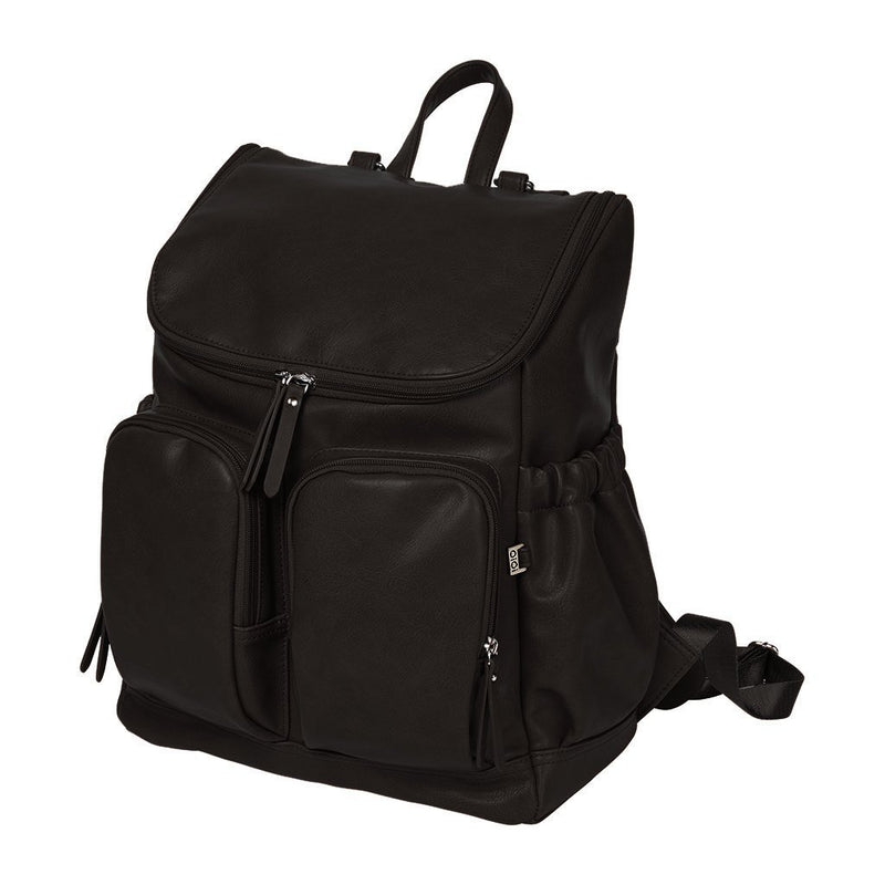 Oi Oi- Faux Leather Nappy Backpack- Black