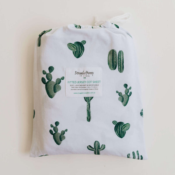 Snuggle Hunny Kids- Cactus Fitted Cot Sheet