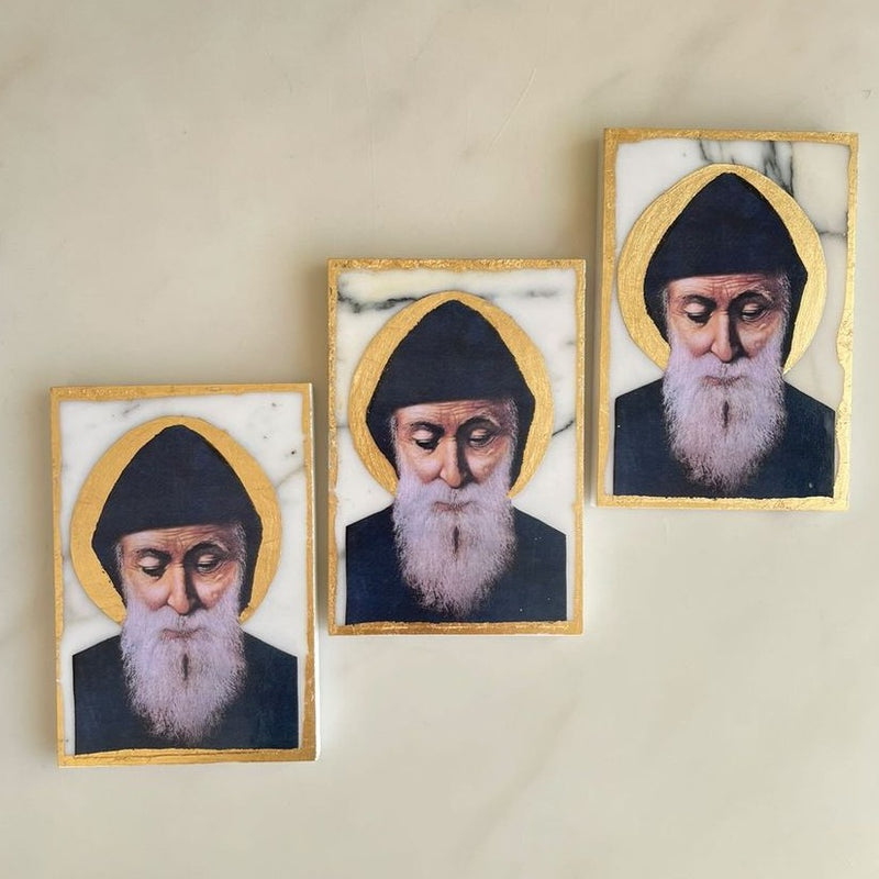Marble Religious Icon- St Charbel