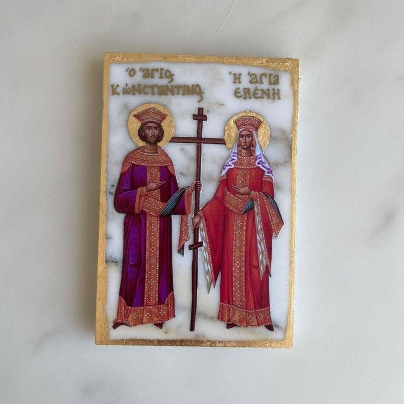Marble Religious Icon- St Constantine & Helen