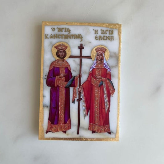 Marble Religious Icon- St Constantine & Helen