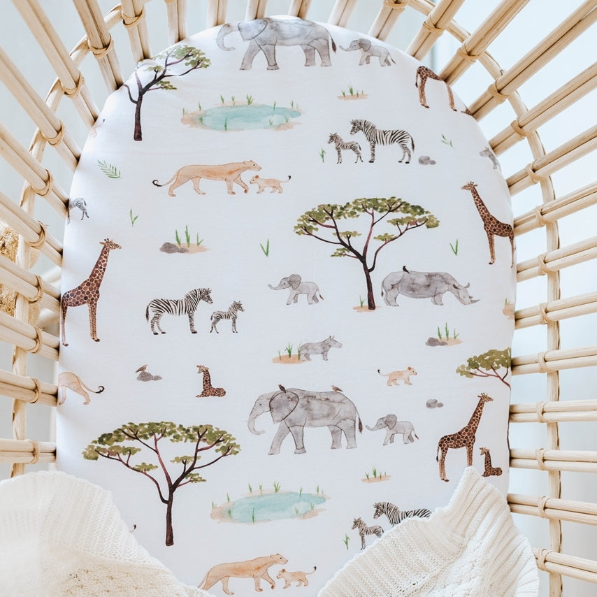 Snuggle Hunny Kids- Safari Fitted Bassinet Sheet & Change Pad Cover