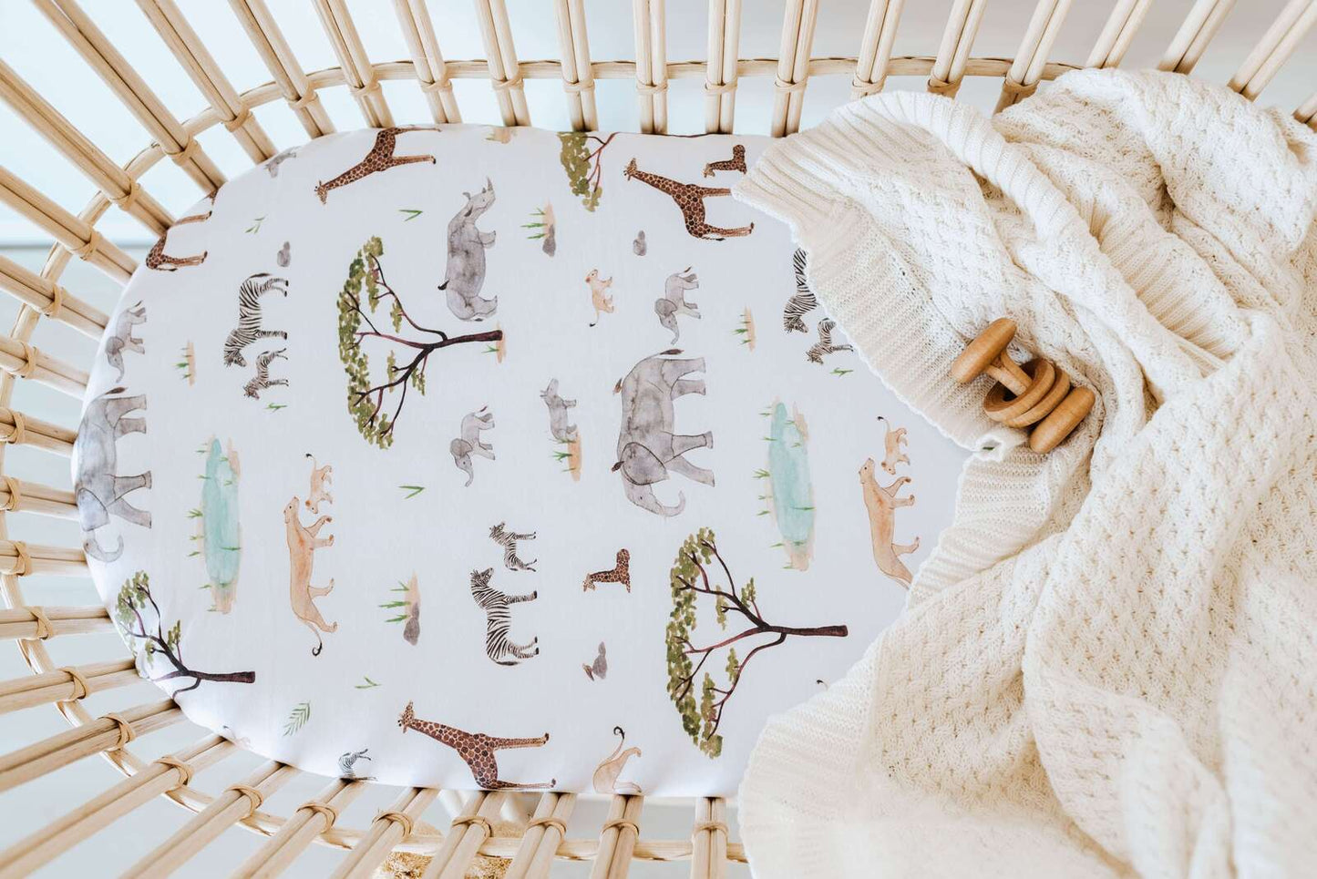 Snuggle Hunny Kids- Safari Fitted Bassinet Sheet & Change Pad Cover