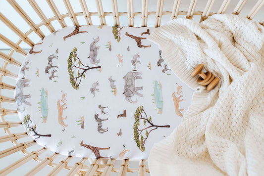 Snuggle Hunny Kids- Safari Fitted Bassinet Sheet & Change Pad Cover