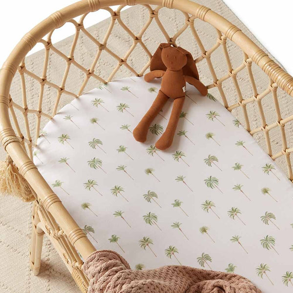 Snuggle Hunny Kids- Green Palm Fitted Bassinet Sheet & Change Pad Cover