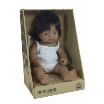 Miniland Baby Dolls 38cm- Hispanic Latin American  Girl