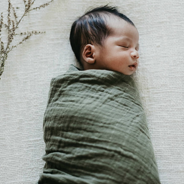 Snuggle Hunny Kids- Dusty Olive Organic Muslin Wrap