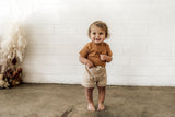 Snuggle Hunny Kids- Short Sleeve Ribbed Bodysuit-Chestnut