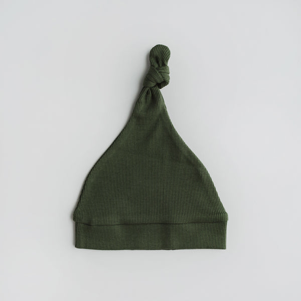 Snuggle Hunny Kids- Ribbed Knotted Beanie- Olive