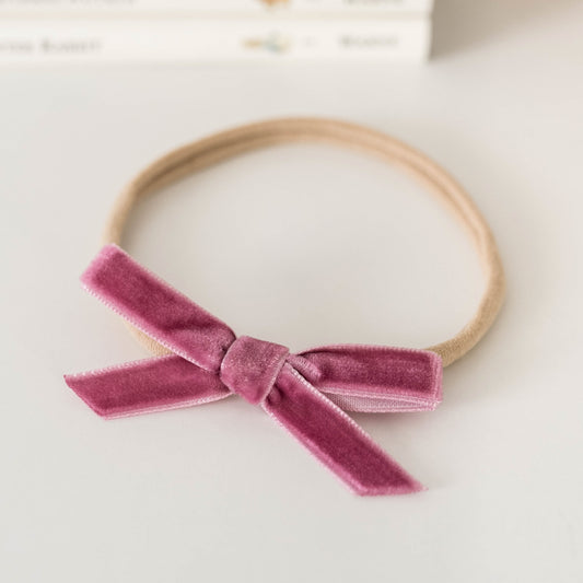 Snuggle Hunny Kids-Mauve Velvet Bow Headband