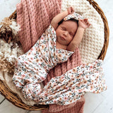 Snuggle Hunny Kids- Spring Floral Jersey Wrap &Top Knot Set