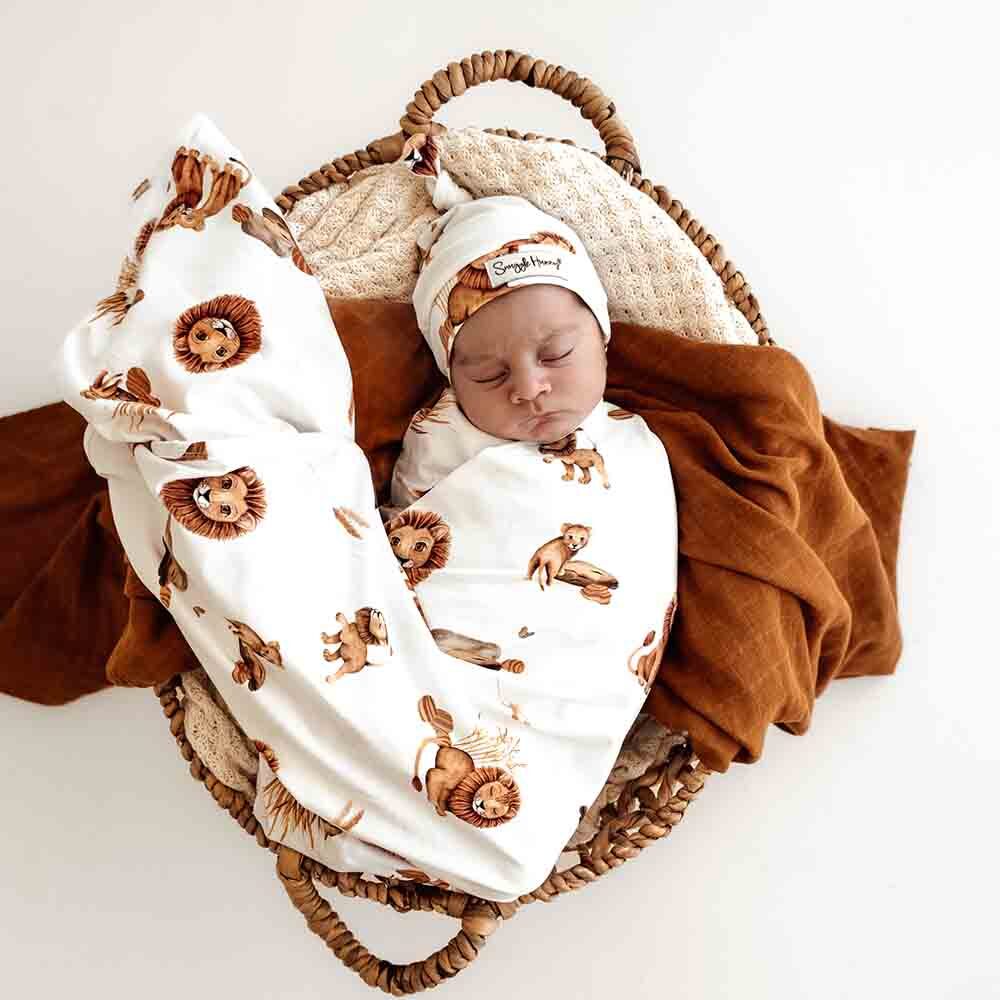 Snuggle Hunny Kids- Lion Jersey Wrap & Beanie Set