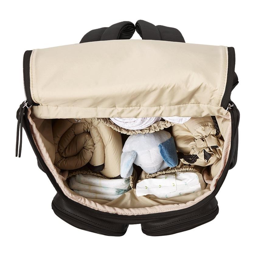 Oi Oi- Faux Leather Nappy Backpack- Black