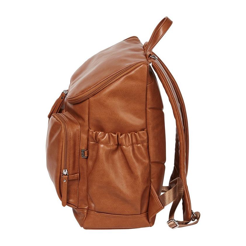 Oi Oi- Faux Leather Nappy Backpack- Tan