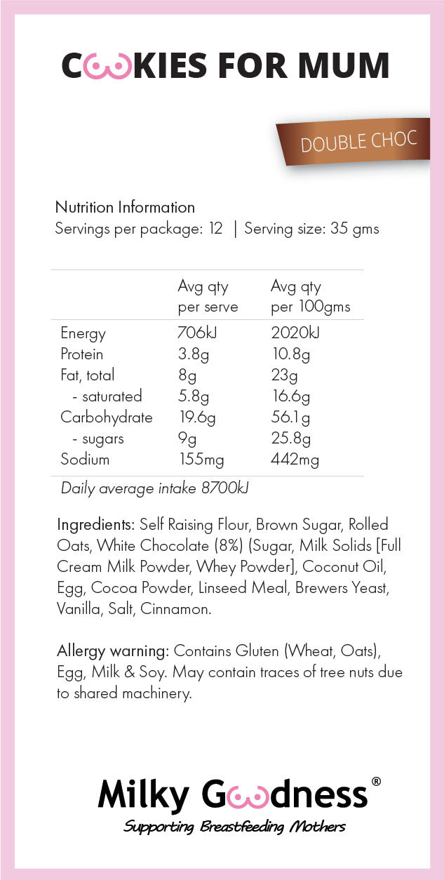 Milky Goodness- Lactation Cookies- Double Choc