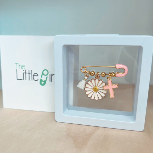 The Little Pin- Pink Daisies & Cross