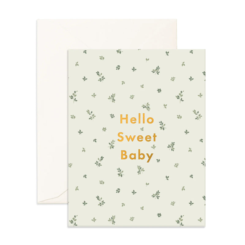 Fox & Fallow- Hello Sweet Baby Floral Greeting Card