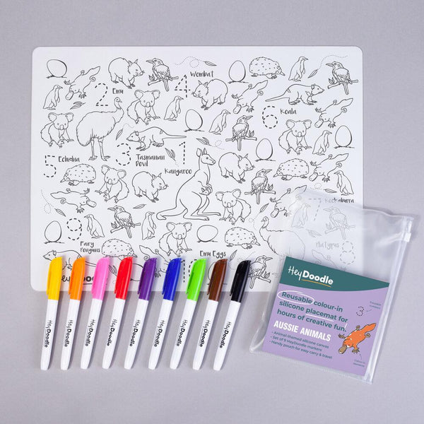 Hey Doodle- Silicone Mats- 123 Aussie Animals