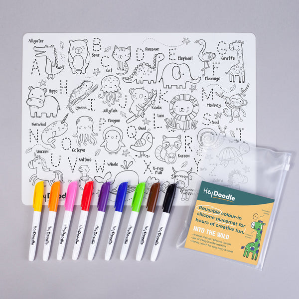 Hey Doodle- Silicone Mats- ABC Into The Wild