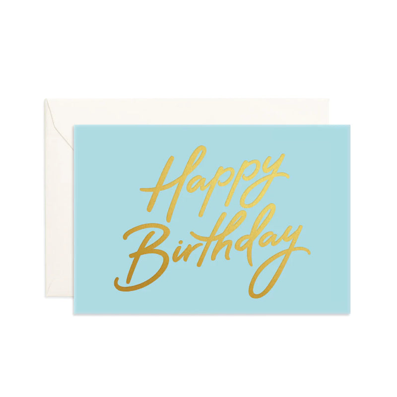 Fox & Fallow- Blue Happy Birthday Mini Greeting Card