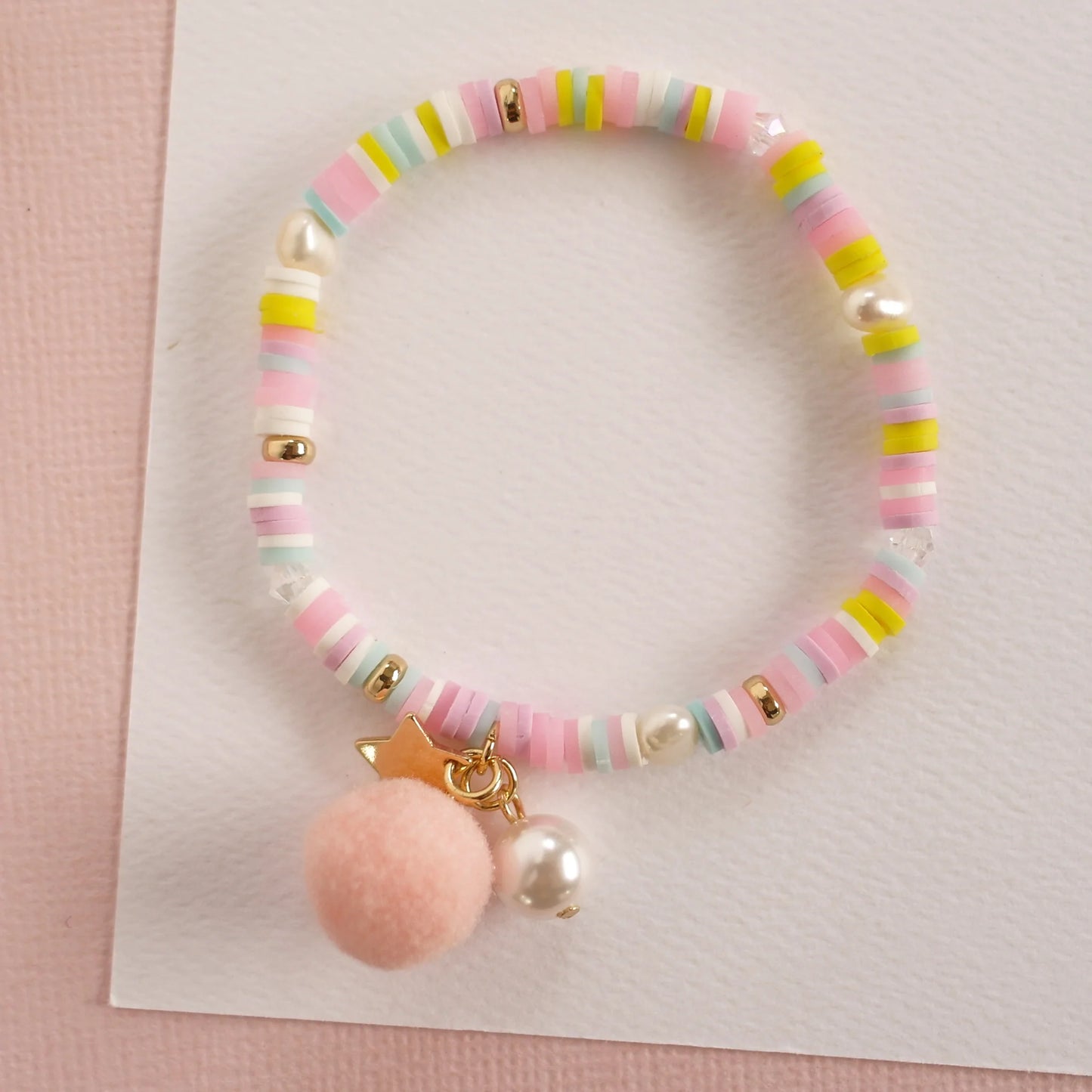 Lauren Hinkley Jewellery- Pastel Pom Pom Stretch Bracelet