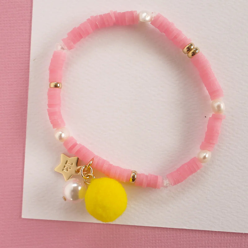 Lauren Hinkley Jewellery- Pink Pom Pom Stretch Bracelet