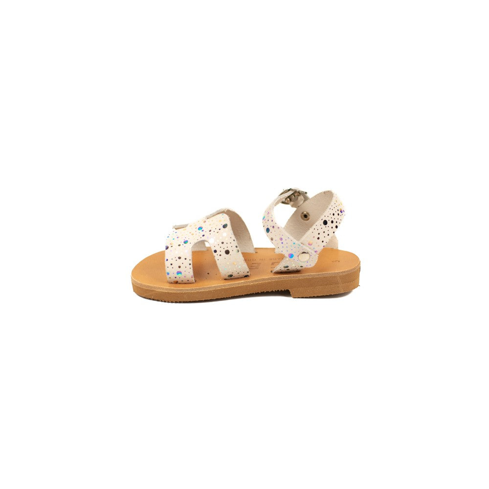 Handmade Greek Athena Kids Sandals- White Glitter