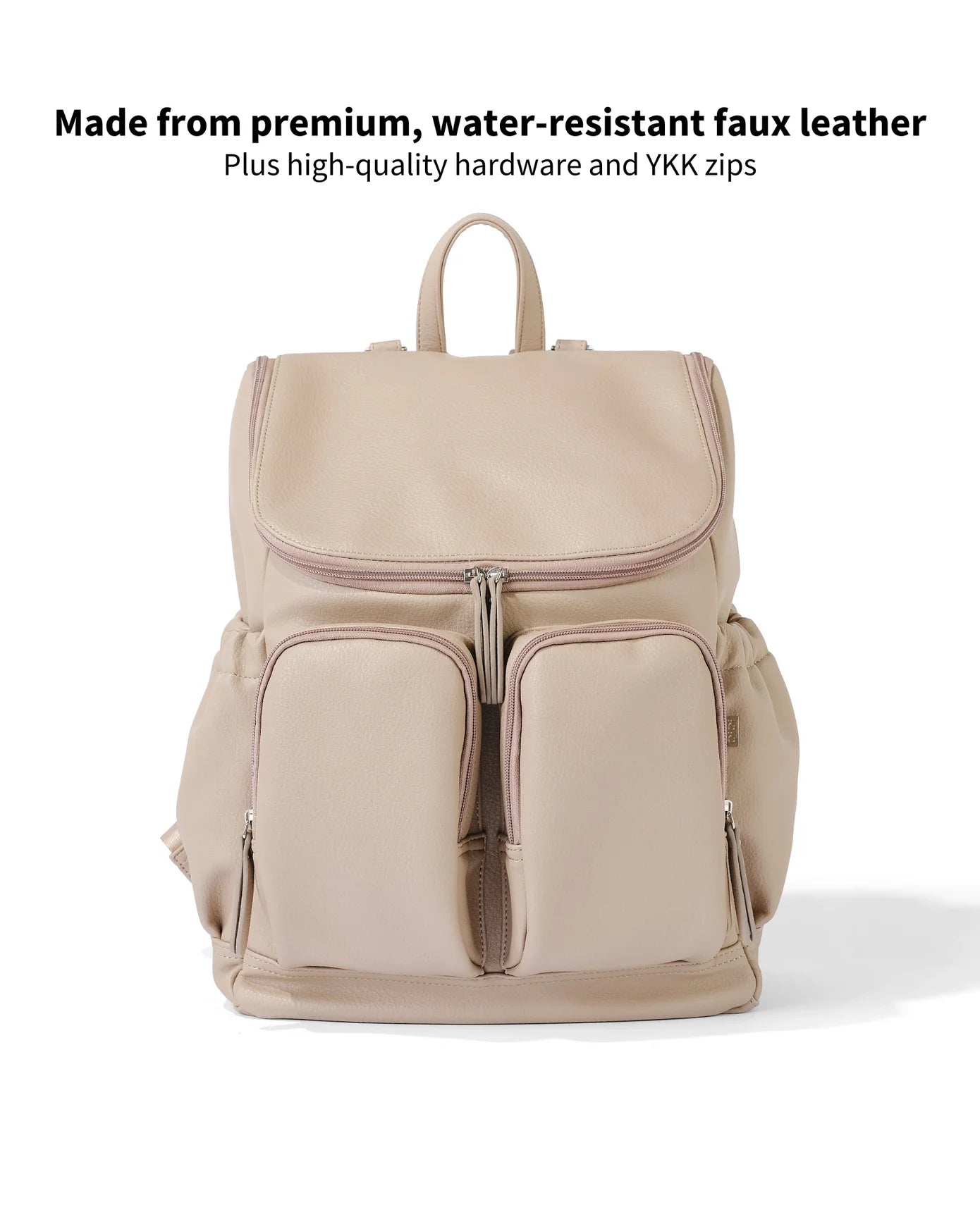 Oi Oi- Faux Leather Nappy Backpack- Oat