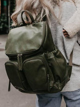 Oi Oi- Faux Leather Nappy Backpack- Olive