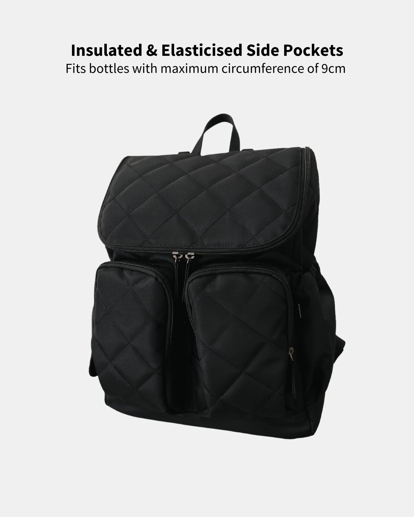 Oi Oi- Quilted Nylon Nappy Backpack- Black