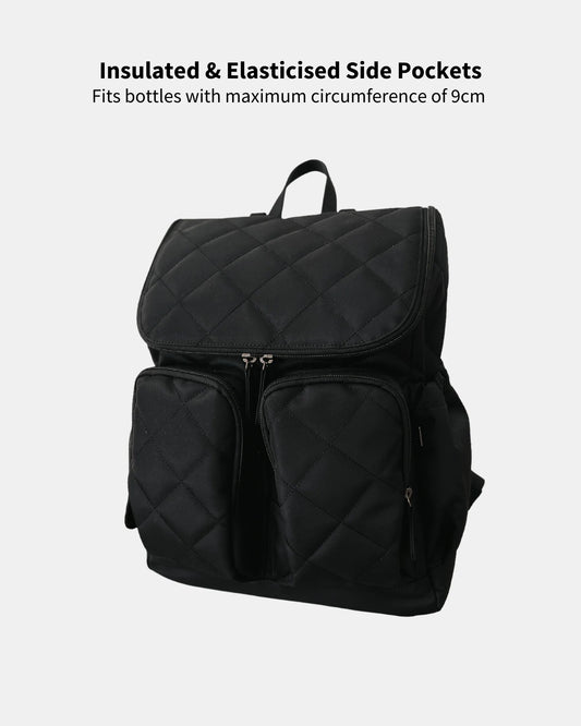 Oi Oi- Quilted Nylon Nappy Backpack- Black