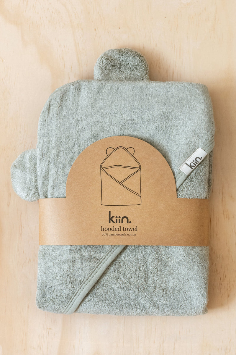 Kiin Baby- Hooded Towel- Sage