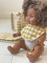Tiny Harlow- Convertible Doll's Nappy Bag Set- Mustard Gingham