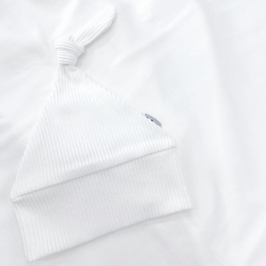 Basic Label Co- Ribbed Knotted Beanie - Snow