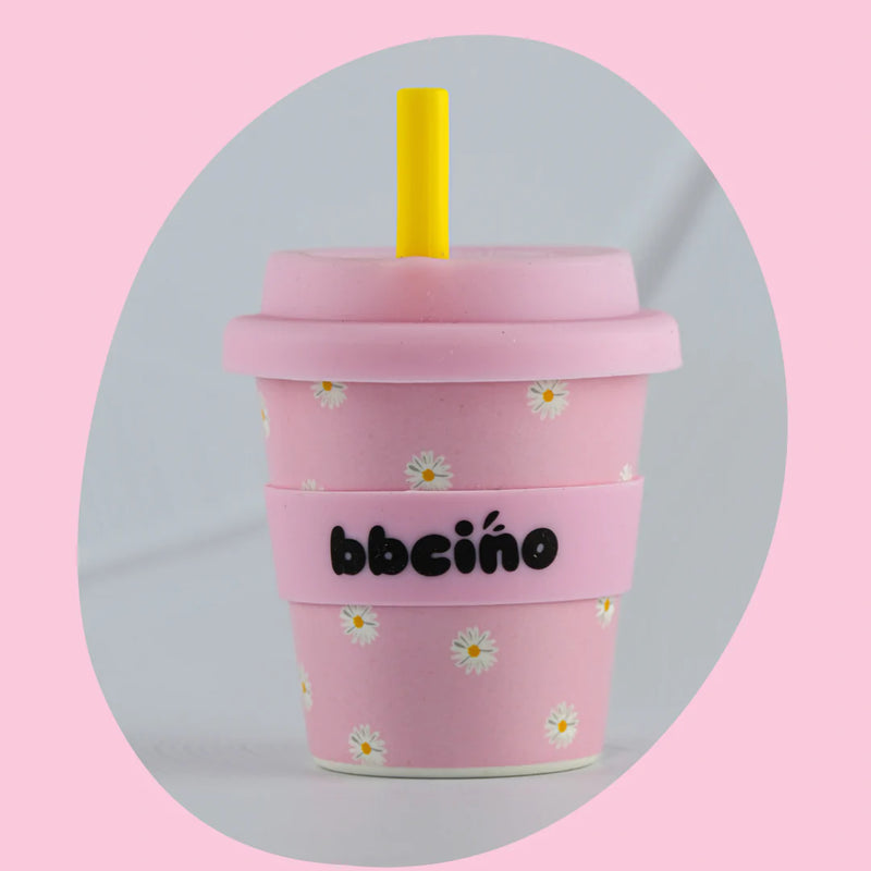 BBCino- Pink Daisy Babycino Cup & Straw