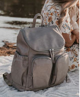 Oi Oi- Faux Leather Nappy Backpack- Taupe